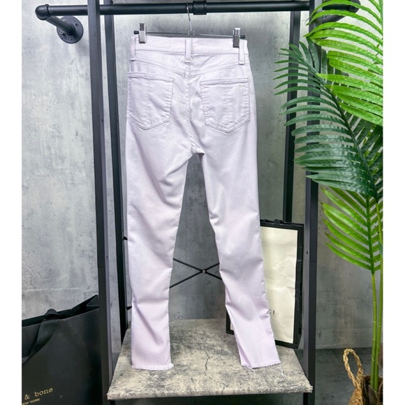 RAG & BONE | Purple High Rise Raw Frayed Hem Skinny Leg Ankle Jeans in ‘Lilac’ - Picture 4 of 12
